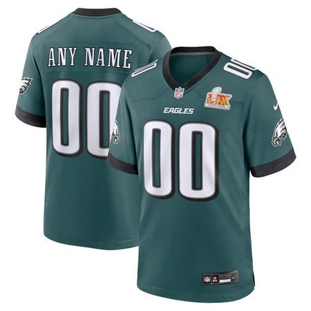 Men's Philadelphia Eagles Midnight Green Super Bowl LIX Custom Game Jersey